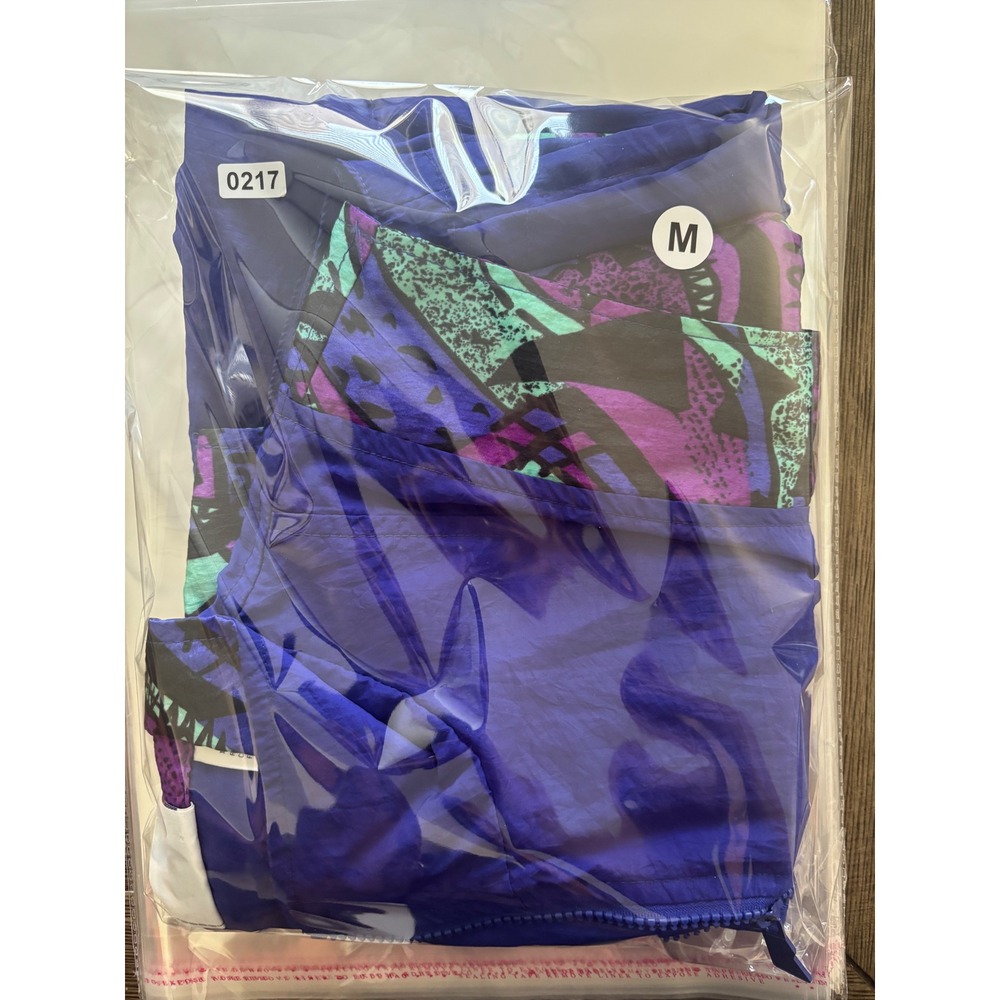 Vintage Reebok Mens Blue Geometric Print Full Zip Nylon Windbreaker Vest Medium - Picture 6 of 6